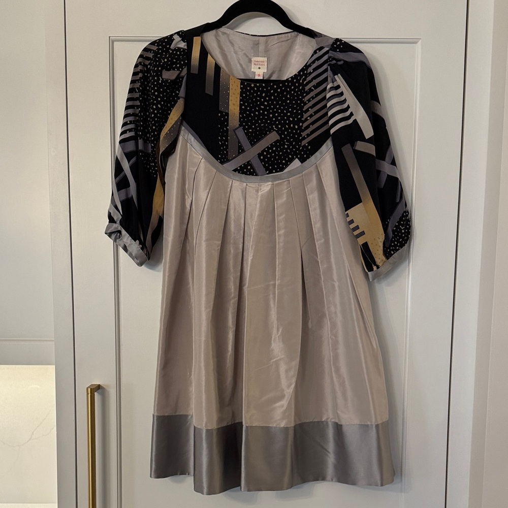 Silk Women's Dress with Geometric Pattern